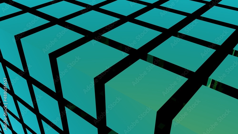 Poster cubic green abstraction. background or screen saver on your desktop. rendering.