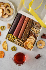 set of pastilles and dried fruits