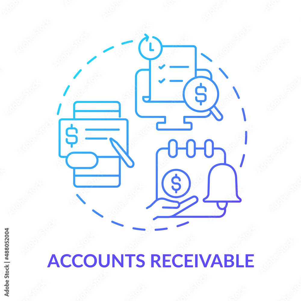 Poster accounts receivable blue gradient concept icon. digital transformation. examples of automation in bu