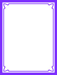 Vector border frame. Purple violet background or book page. Simple rectangular billboard, plaque, signboard or label 