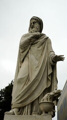 Statue of bearded man, philosopher in marble, decorative on the perimeter walls of Piazza del...