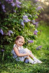 girl, may, spring, lilac blooms