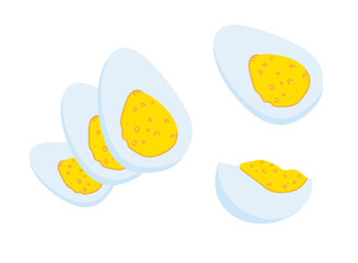 Vector illustration set with boiled egg slices