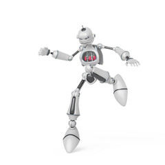 funny robot cartoon is landing