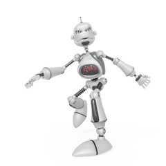 funny robot cartoon is stoping affter running
