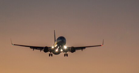 landing at sunset
