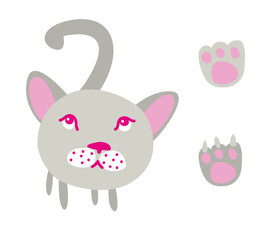 Obraz na płótnie Canvas Vector illustration. Grey kitten with paws