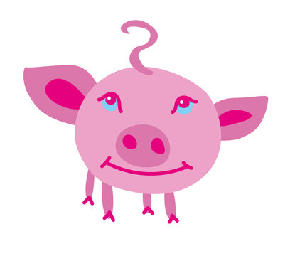 Vector illustration. Pink Piglet