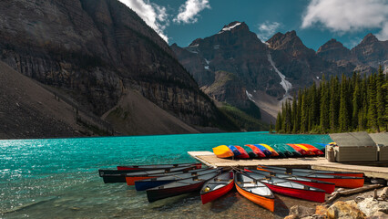 Kayaks at Moraine Lake