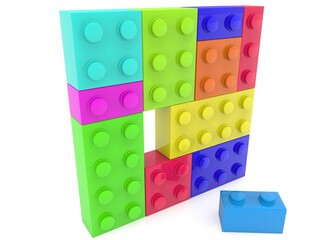 Colorful toy brick square with empty middle