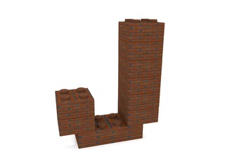Letter J from a brick-textured toy block