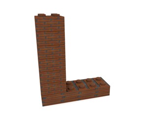 Letter L from a brick-textured toy block