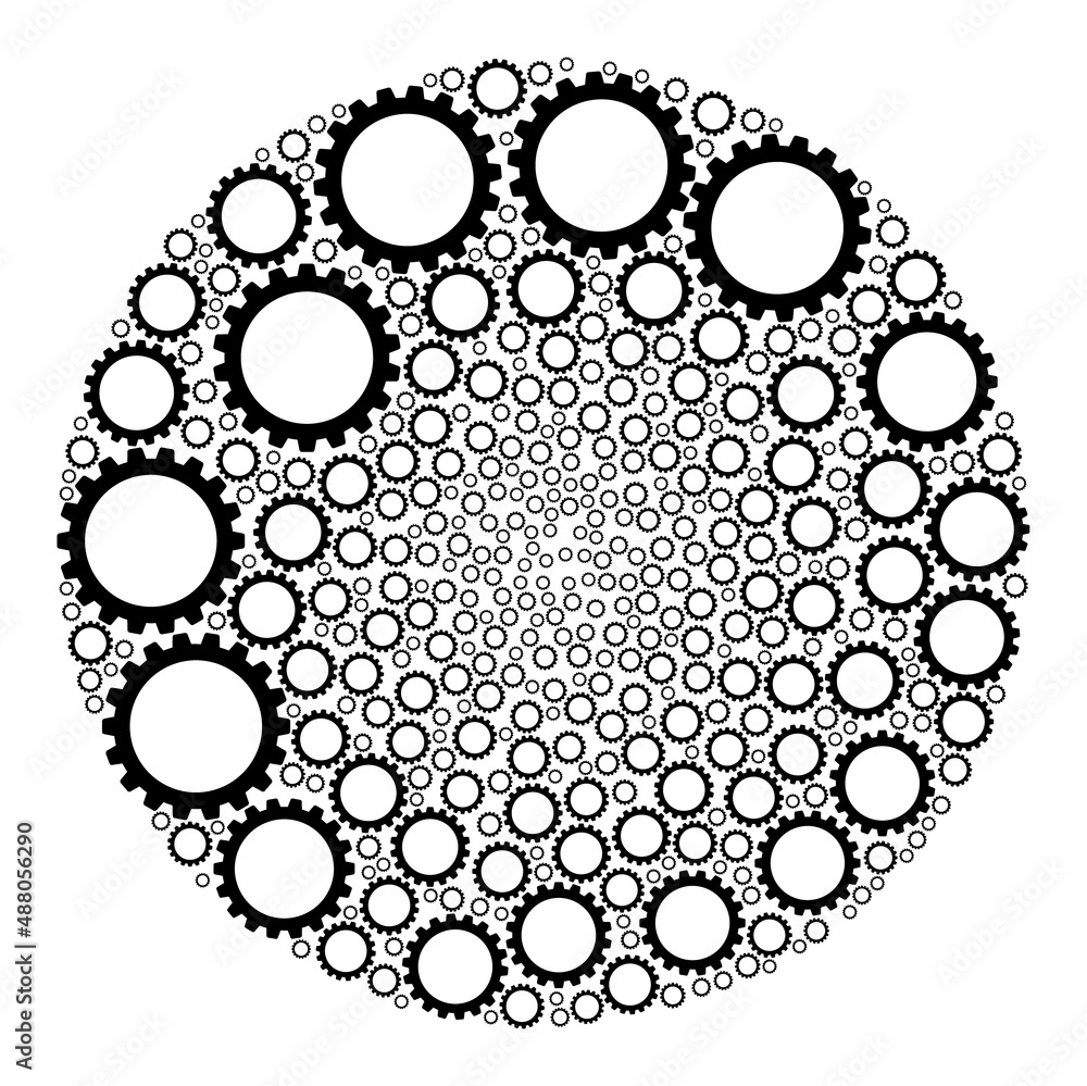 Poster cogwheel signs are composed into sphere group. cogwheel icon bubble composition. abstract sphere bub