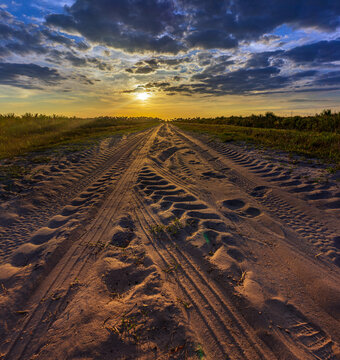 The sunset from a trail in Kissimmee Prairie State Park, Florida
