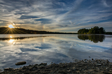 The sunset from Shenango River Lake in Hermitage, Pennsylvania