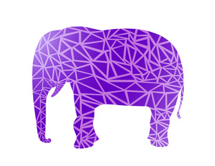 violet elephant silhouette with triangle pattern 