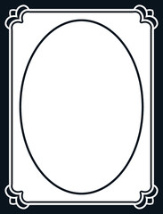 Retro oval photo frame. Vector vintage portrait border
