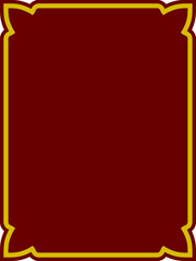 Vector border frame. Red and golden background or book page. Simple rectangular billboard, plaque, signboard or label 