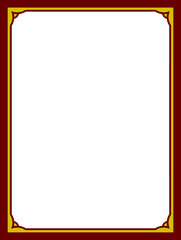 Vector border frame. Red and golden background or book page. Simple rectangular billboard, plaque, signboard or label 