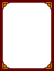 Vector border frame. REd and golden background or book page. Simple rectangular billboard, plaque, signboard or label 