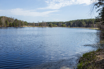 early spring, water, lake shore, nature, spring landscape