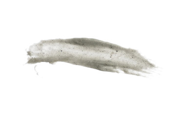 Black and gray smear with scrub effect, cream on a white background