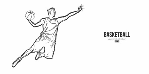 Abstract basketball player man in action isolated white background. Vector illustration