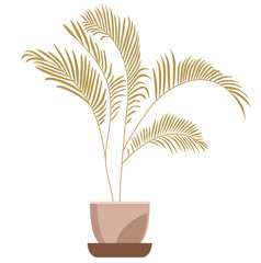 Fern bush plant in pot. Flat simple illustration isolated on white background