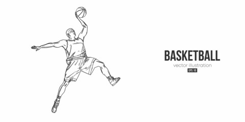Abstract basketball player man in action isolated white background. Vector illustration