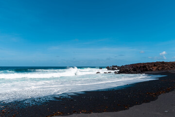 Fototapeta premium A view of a beach of Lanzarote, Canary Islands, Spain.