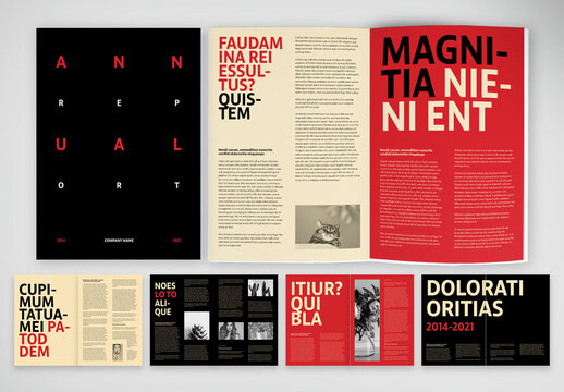 Strong Annual Report with Red and Beige Accents