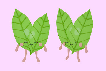 Cute bay leaf in cartoon style. 3d render illustration.