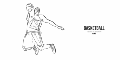 Abstract basketball player man in action isolated white background. Vector illustration