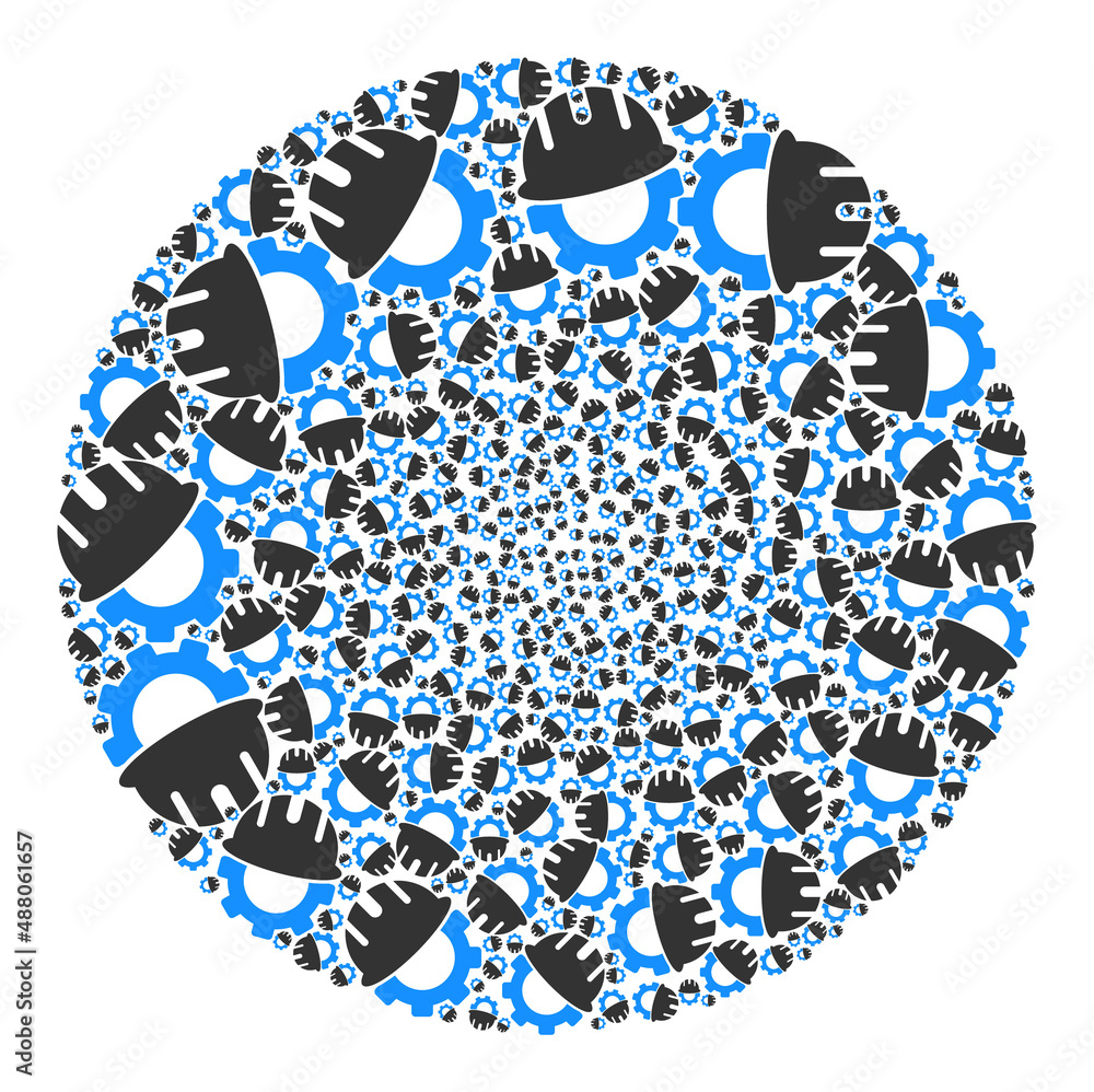 Aufkleber engineering icons are scattered into round collection. engineering icon round collage. abstraction r