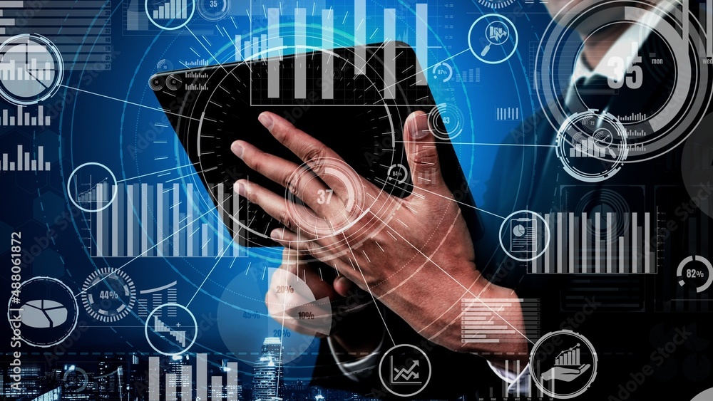 Aufkleber conceptual business dashboard for financial data analysis . 3d render computer graphic .
