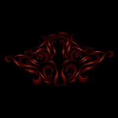 abstract red curly lines design pattern floral ornament on dark background