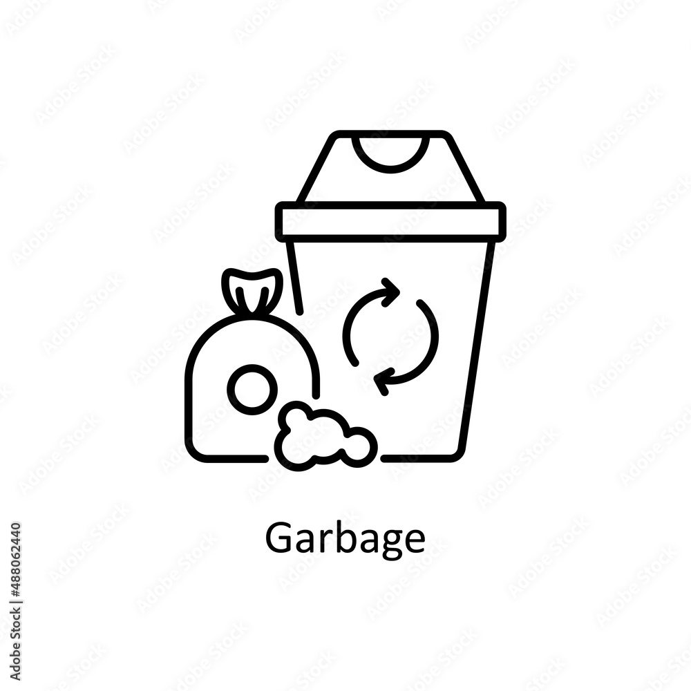 Poster garbage vector outline icon for web isolated on white background eps 10 file