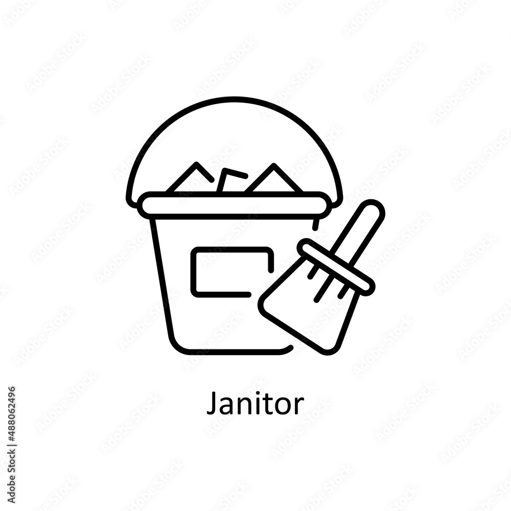 Aufkleber janitor vector outline icon for web isolated on white background eps 10 file