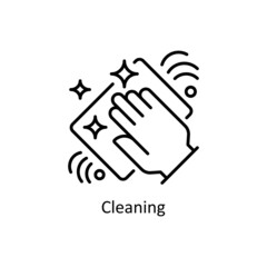 Obraz premium Cleaning vector Outline icon for web isolated on white background EPS 10 file