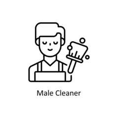 Male Cleaner vector Outline icon for web isolated on white background EPS 10 file