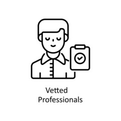 Vetted Professionals vector Outline icon for web isolated on white background EPS 10 file