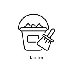 Janitor vector Outline icon for web isolated on white background EPS 10 file