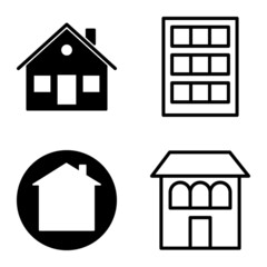 Houses Flat Icon Set Isolated On White Background