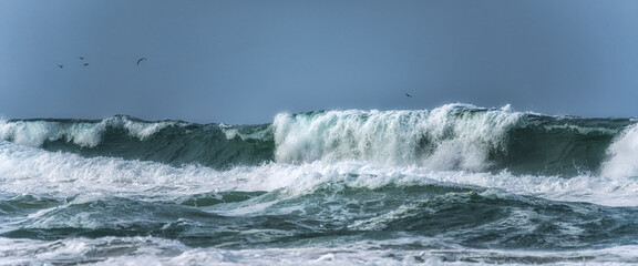 storm waves cornwall England uk 