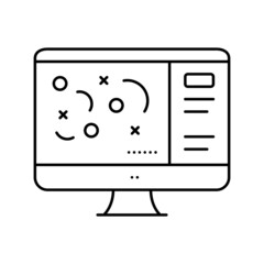 strategy on computer screen line icon vector illustration