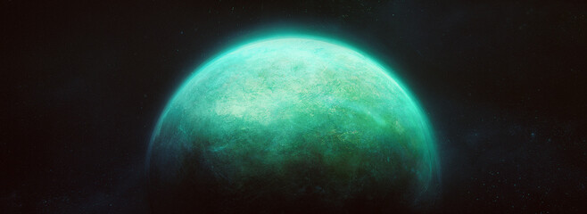 Green planet in space. 