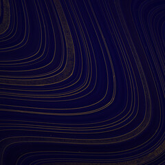 Golden lines on dark blue. Luxury abstract geometric background