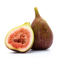 Fig fruits isolated on white background. Top view. Flat lay pattern