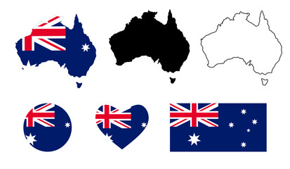 australia map flag icon set © Sutana