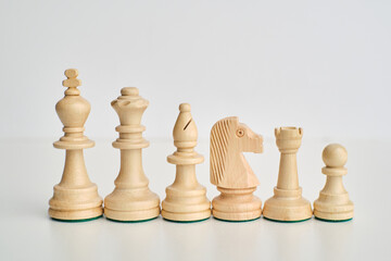 chess pieces on the white background, isolated